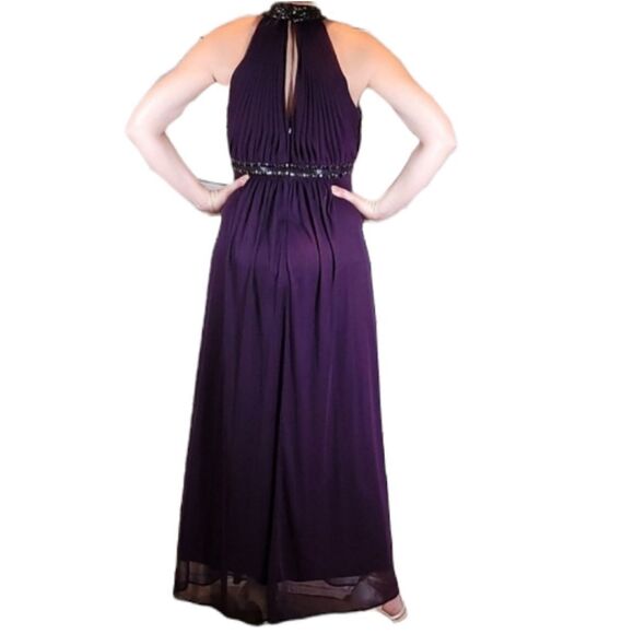 🔹️Cache Eggplant Beaded Ruched Formal Dress Size 4 - Picture 4 of 12